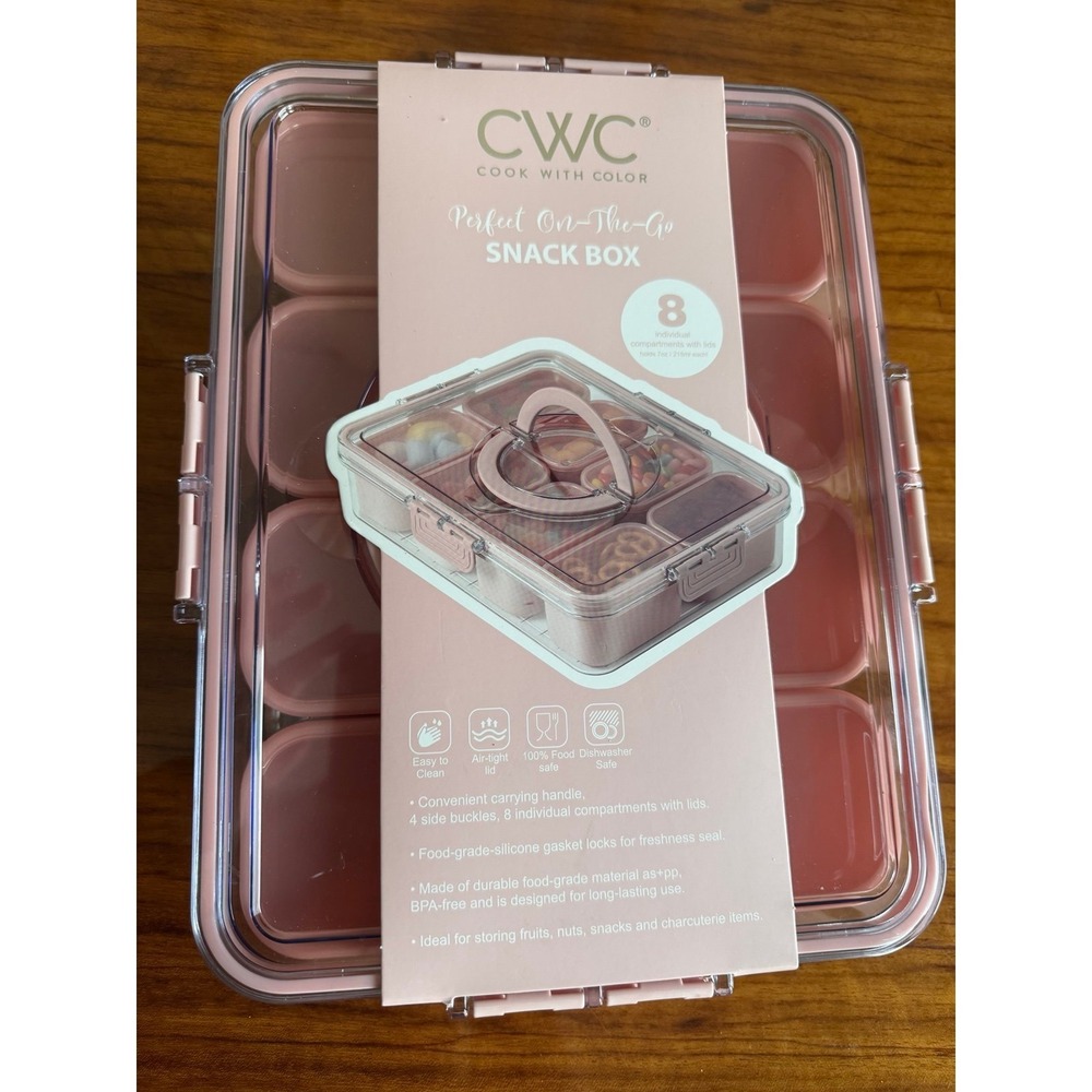 CWC Cook With Color On-The-Go Snack Box 8 Compartment Food Container Pink - Picture 5 of 12